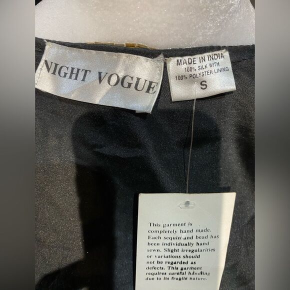 NWT Handmade Gold Sequin Jacket Size S Black silk and Gold Sequin/ beads - Picture 5 of 6